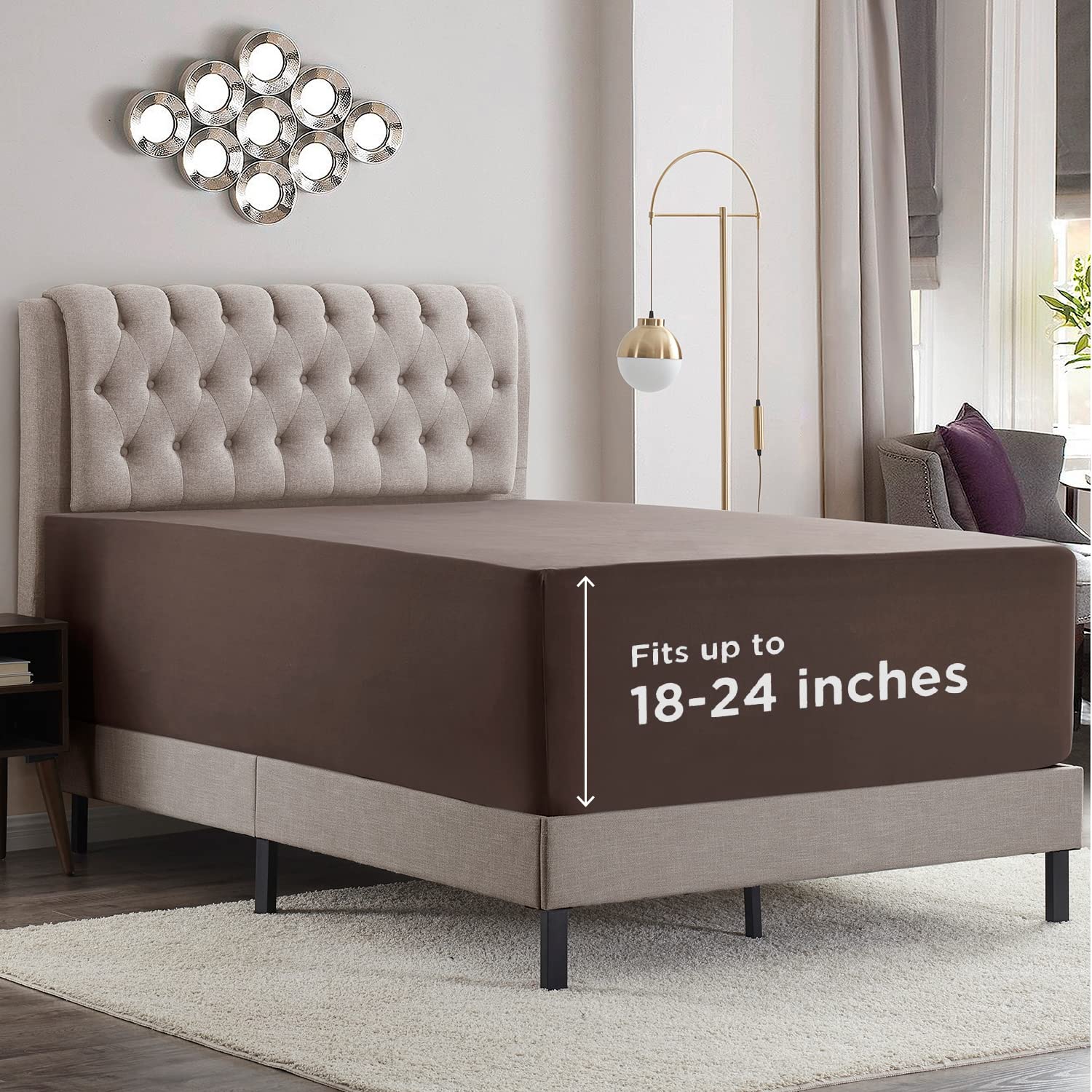 Empyrean Bedding Extra Deep Queen Fitted Sheet Only Deep Pocket Fits 18'' To 24'' Fitted Sheet Queen Deep Pocket, Soft Microfibe